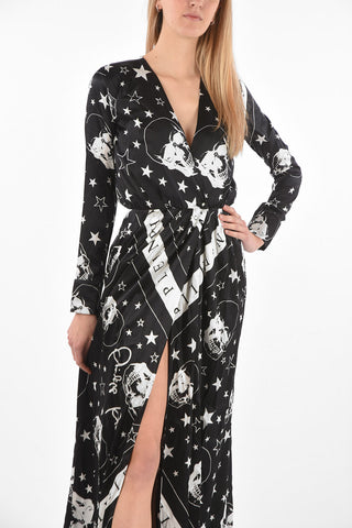 COUTURE Side Split STARS AND SKULL Satin Dress