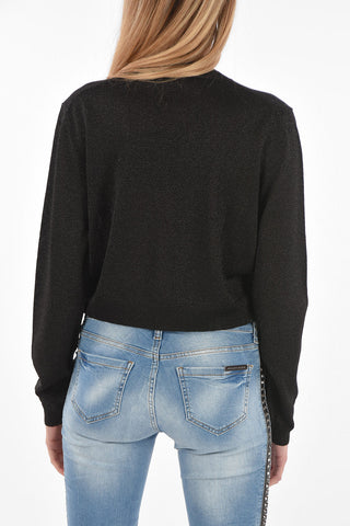 COUTURE EST.1978 lurex crop crew-neck sweater