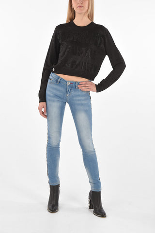 COUTURE EST.1978 lurex crop crew-neck sweater