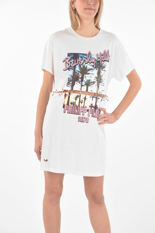 COUTURE T-dress PP1978 with BEVERLY HILLS Print and Piercings Embellishment