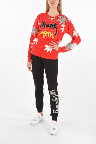 COUTURE Printed Sweatshirt LS ALOHA with Rhinestoned Embellishments