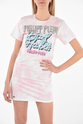 COUTURE Printed T-dress ROCK PP with Rhinestoned Logo