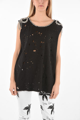COUTURE EST.1978 vintage effect maxi top with jewel embellishment
