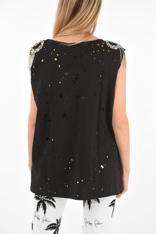 COUTURE EST.1978 vintage effect maxi top with jewel embellishment