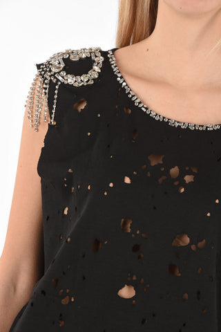 COUTURE EST.1978 vintage effect maxi top with jewel embellishment