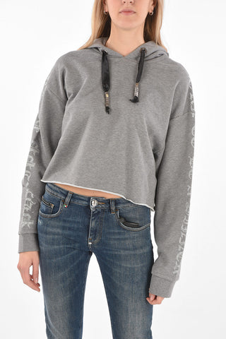 COUTURE EST.1978 cropped sweatshirt with hood and rhinestone details