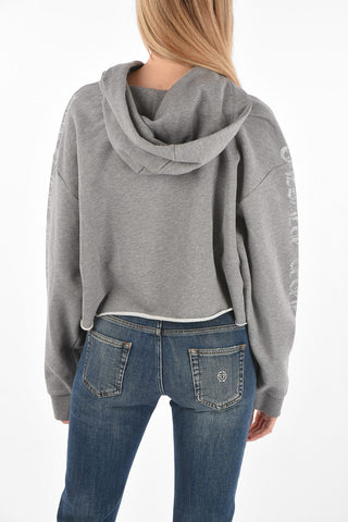 COUTURE EST.1978 cropped sweatshirt with hood and rhinestone details