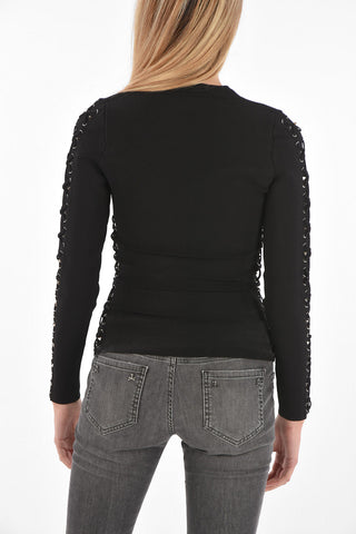 COUTURE EST.1978 top manica lunga lace up con borchie