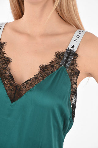 COUTURE EST.1978 silk slip dress with lace details