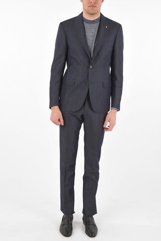 CC COLLECTION virgin wool and flax side vents notch lapel 2-button RIGHT suit