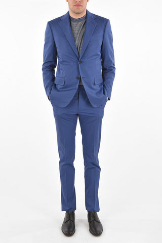 Solid color cotton stretch side vents notch lapel 2-button MANTUA suit