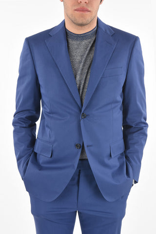 Solid color cotton stretch side vents notch lapel 2-button MANTUA suit