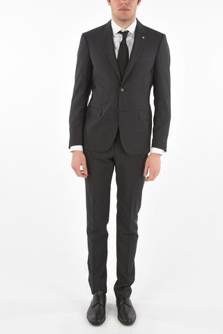 CC COLLECTION virgin wool RIGHT notch lapel 2-button suit with Scalloped Hem