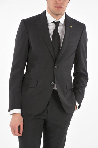 CC COLLECTION virgin wool RIGHT notch lapel 2-button suit with Scalloped Hem