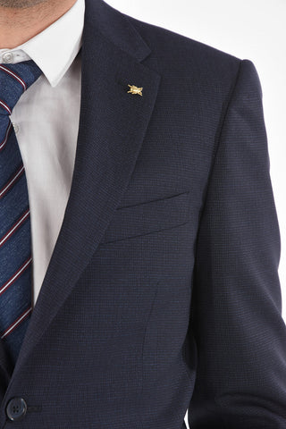 CC COLLECTION mini check virgin wool side vents 2-button RIGHT suit