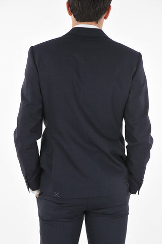 CC COLLECTION mini check virgin wool side vents 2-button RIGHT suit