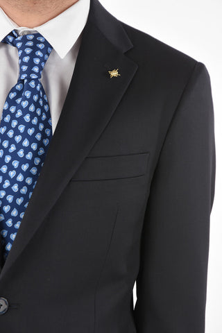 CC COLLECTION virgin wool RIGHT notch lapel suit with Scalloped Hem