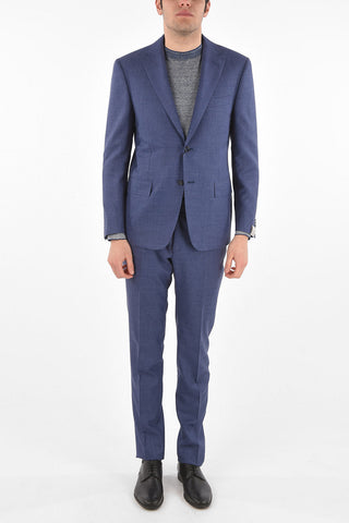 Solid color side vents MANTUA suit with belt loops