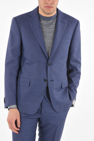Solid color side vents MANTUA suit with belt loops