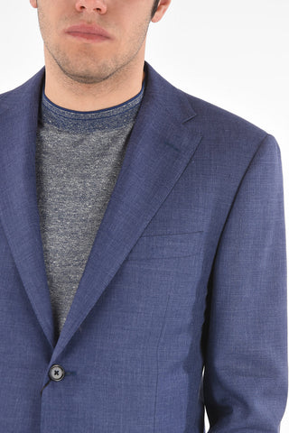 Solid color side vents MANTUA suit with belt loops