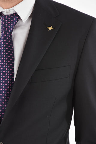 CC COLLECTION virgin wool RIGHT notch lapel suit with Scalloped Hem