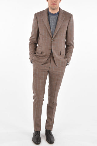 windowpane check MANTUA side vents notch lapel 2-button suit