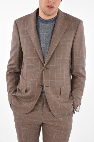 windowpane check MANTUA side vents notch lapel 2-button suit