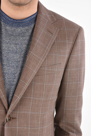 windowpane check MANTUA side vents notch lapel 2-button suit
