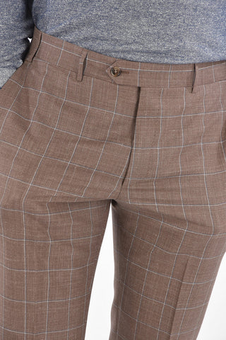 windowpane check MANTUA side vents notch lapel 2-button suit
