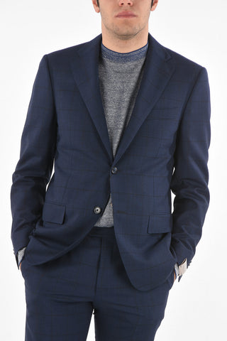 district check virgin wool MANTUA side vents notch lapel 2-button suit