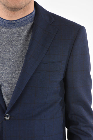 district check virgin wool MANTUA side vents notch lapel 2-button suit
