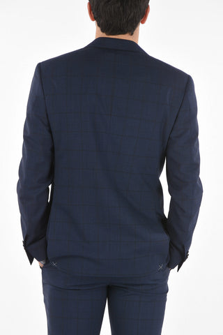 district check virgin wool MANTUA side vents notch lapel 2-button suit