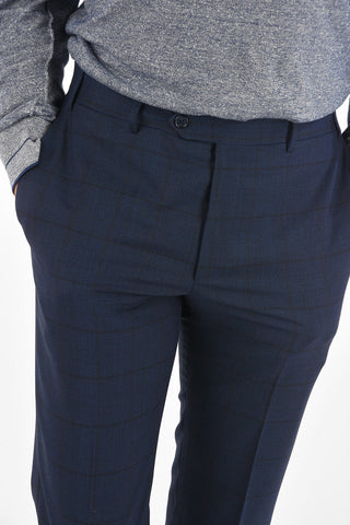 district check virgin wool MANTUA side vents notch lapel 2-button suit