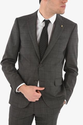 CC COLLECTION district check virgin wool side vents 2-button RIGHT suit