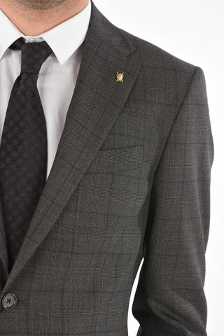 CC COLLECTION district check virgin wool side vents 2-button RIGHT suit