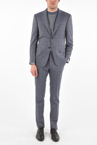 windowpane check side vents notch lapel 2-button MANTUA suit