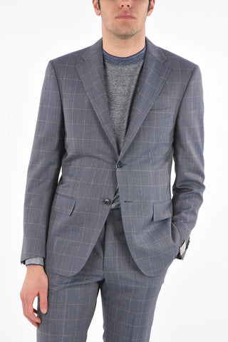 windowpane check side vents notch lapel 2-button MANTUA suit