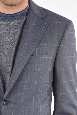 windowpane check side vents notch lapel 2-button MANTUA suit