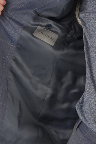 windowpane check side vents notch lapel 2-button MANTUA suit