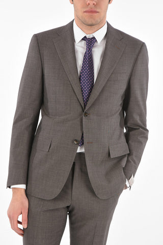 virgin wool side vents 2-button MANTUA suit with Scalloped Hem