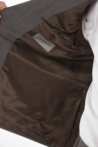 virgin wool side vents 2-button MANTUA suit with Scalloped Hem