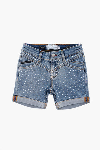 EST.1978 shorts in denim stretch con strass