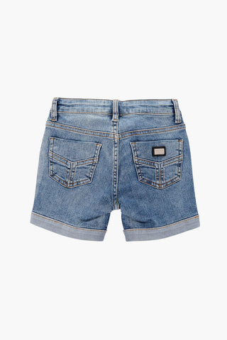 EST.1978 shorts in denim stretch con strass