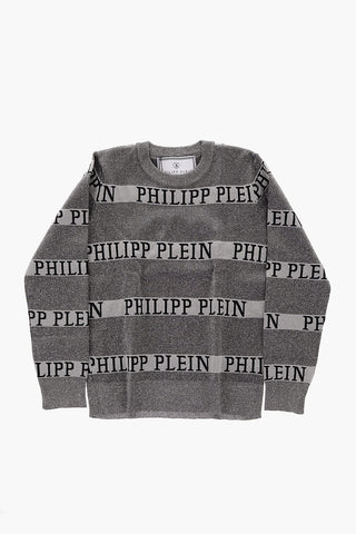EST.1978 knit lurex dress with all over logo