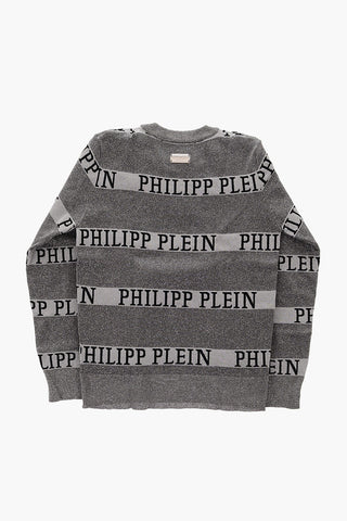 EST.1978 knit lurex dress with all over logo