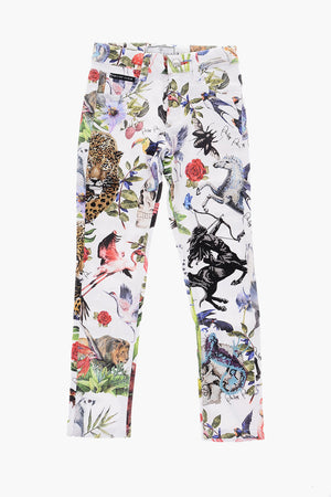 jungle patterned High Waist jeans