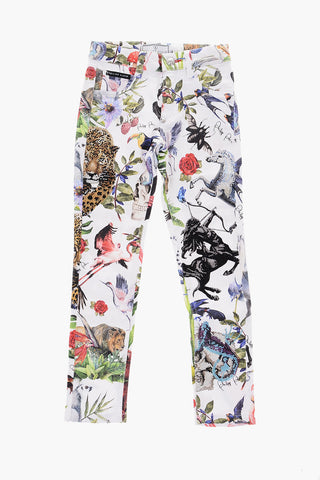 jungle patterned High Waist jeans
