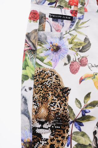 jungle patterned High Waist jeans