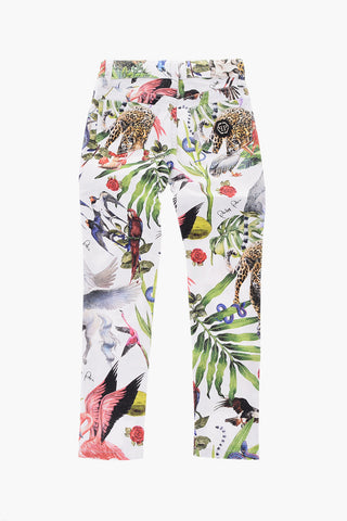 jungle patterned High Waist jeans