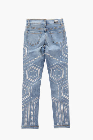 EST.1978 high waist jeggings with rhinestone embellishment